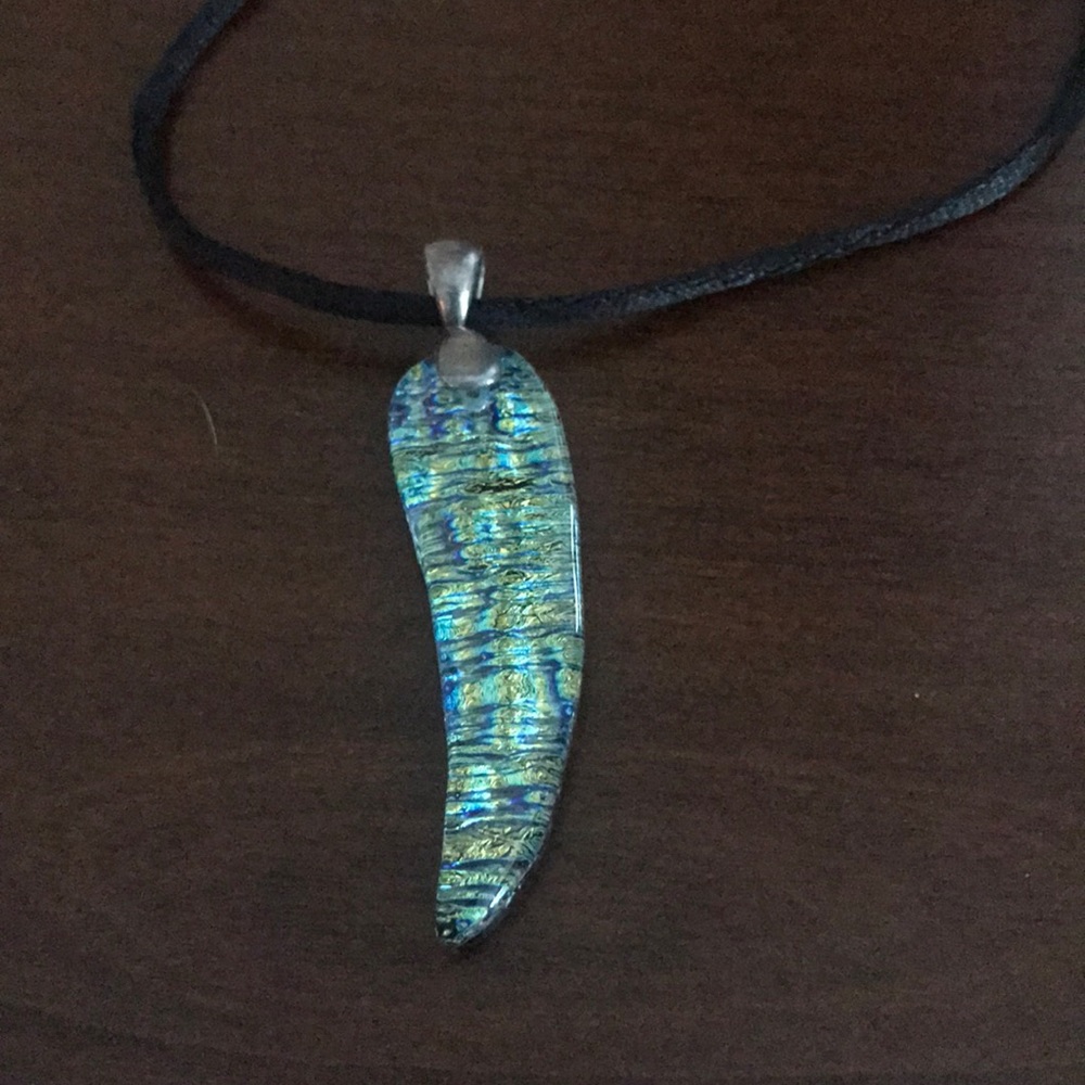 Dichroic Glass pendant in the shape of a pepper